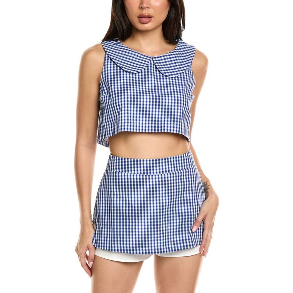Luxe Always Womens  Check Mini Skirt, Navy